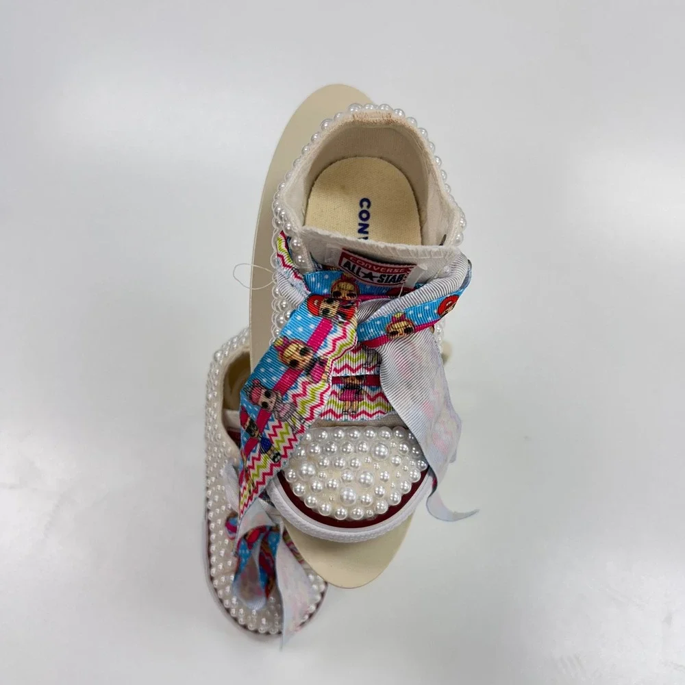 Converse Chuck Taylor All Star Baby Pearl Custom LOL Surprise Ribbon  7.5